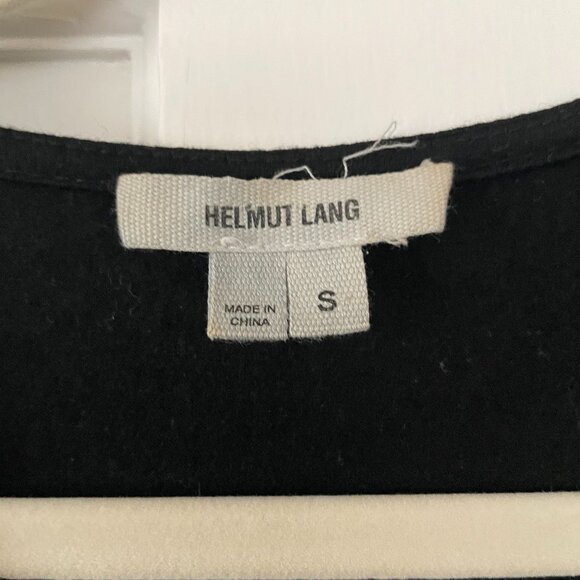 Helmut Lang V-Neck Long Sleeve Black Leather and Wool Tunic Size S - Picture 3 of 3